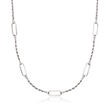 Italian Sterling Silver Rope-Chain Necklace with Paper Clip Link Stations