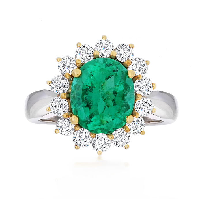 3.00 Carat Emerald Ring with .82 ct. t.w. Diamonds in 18kt Two-Tone Gold