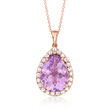 Le Vian 6.50 Carat Grape Amethyst Pendant Necklace with .80 ct. t.w. White Sapphires in 14kt Strawberry Gold