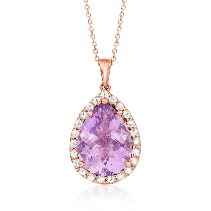 Le Vian 6.50 Carat Grape Amethyst Pendant Necklace with .80 ct. t.w. White Sapphires in 14kt Strawberry Gold