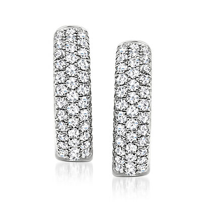 2.05 ct. t.w. Diamond Inside-Outside Hoop Earrings in 14kt White Gold