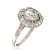 C. 1950 Vintage 1.74 ct. t.w. Bezel-Set Diamond Halo Ring in Platinum
