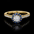 .75 ct. t.w. Lab-Grown Diamond Ring with .20 ct. t.w. Sapphires in 14kt Yellow Gold