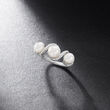 5-6mm Cultured Pearl and .10 ct. t.w. Diamond Ring in Sterling Silver