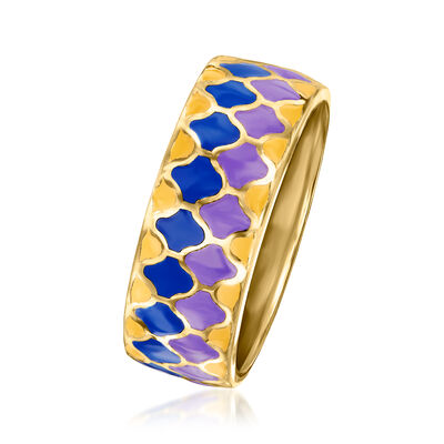 Multicolored Enamel Ring in 18kt Gold Over  Sterling