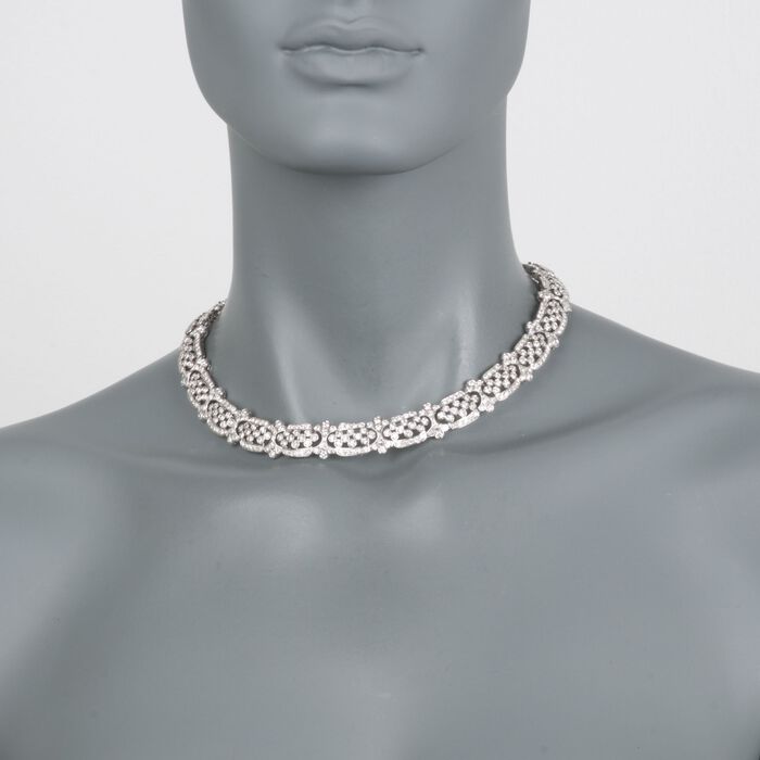 C. 1990 Vintage 16.00 ct. t.w. Diamond Collar Necklace in 18kt White Gold 16.5-inch