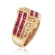 C. 1980 Vintage 1.88 ct. t.w. Ruby and .25 ct. t.w. Diamond Ring in 18kt Yellow Gold