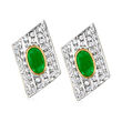 C. 1980 Vintage Jade and 1.00 ct. t.w. Diamond Geometric Earrings in 18kt Two-Tone Gold