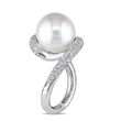14-14.5mm Cultured Pearl and 1.05 ct. t.w. Diamond Twist Ring in 14kt White Gold