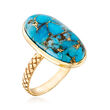20x10mm Turquoise Ring in 14kt Yellow Gold