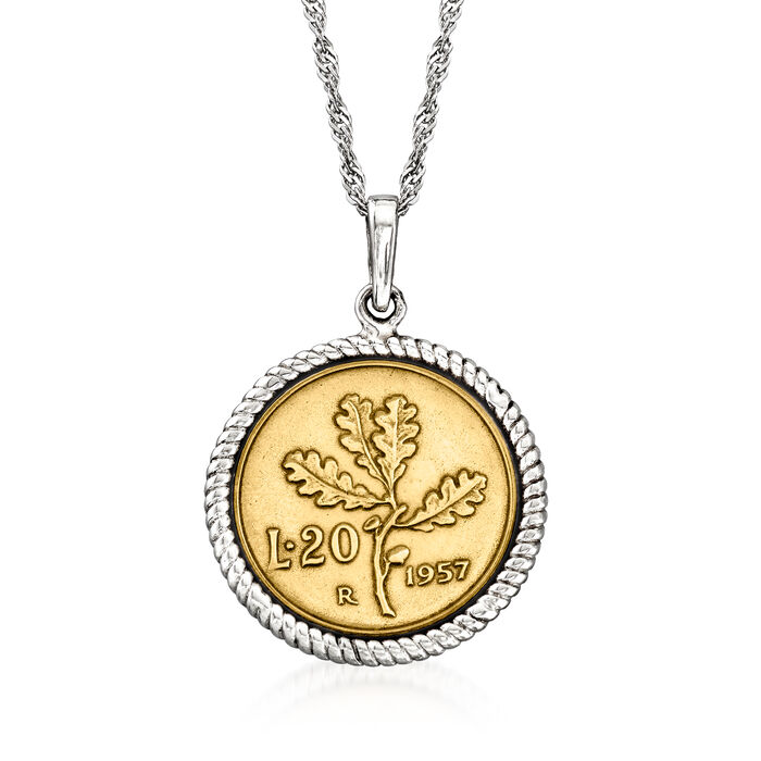 Italian Personalized Genuine Lira Coin Pendant Necklace in Sterling Silver