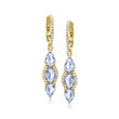 7.70 ct. t.w. Sapphire and .35 ct. t.w. Diamond Drop Earrings in 14kt Yellow Gold