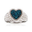 .25 ct. t.w. Blue Diamond Heart Ring in Sterling Silver