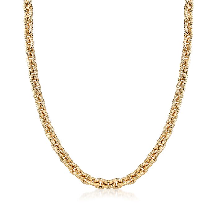 14kt Yellow Gold Textured Oval-Link Necklace