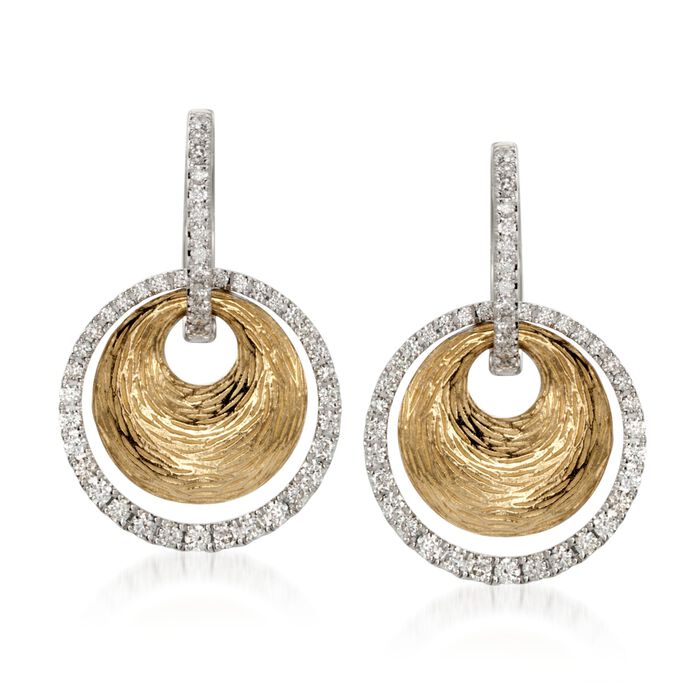 Simon G. .78 ct. t.w. Diamond Drop Earrings in 18kt Two-Tone Gold