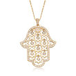 .87 ct. t.w. Diamond Hamsa Pendant Necklace in 14kt Yellow Gold