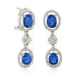 3.40 ct. t.w. Sapphire and .55 ct. t.w. Diamond Drop Earrings in 18kt White Gold