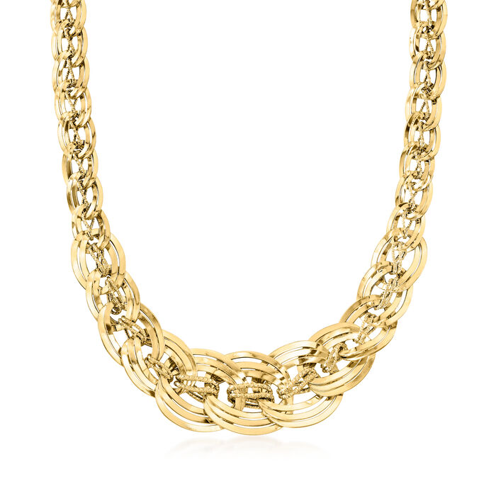 Italian 18kt Yellow Gold Interlocking-Link Necklace