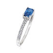 C. 1970 Vintage .70 Carat Sapphire Ring with .15 ct. t.w. Diamonds in 14kt White Gold