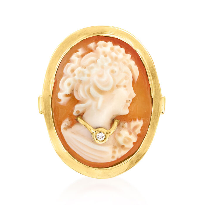 Italian Orange Shell Cameo Ring in 18kt Gold Over Sterling