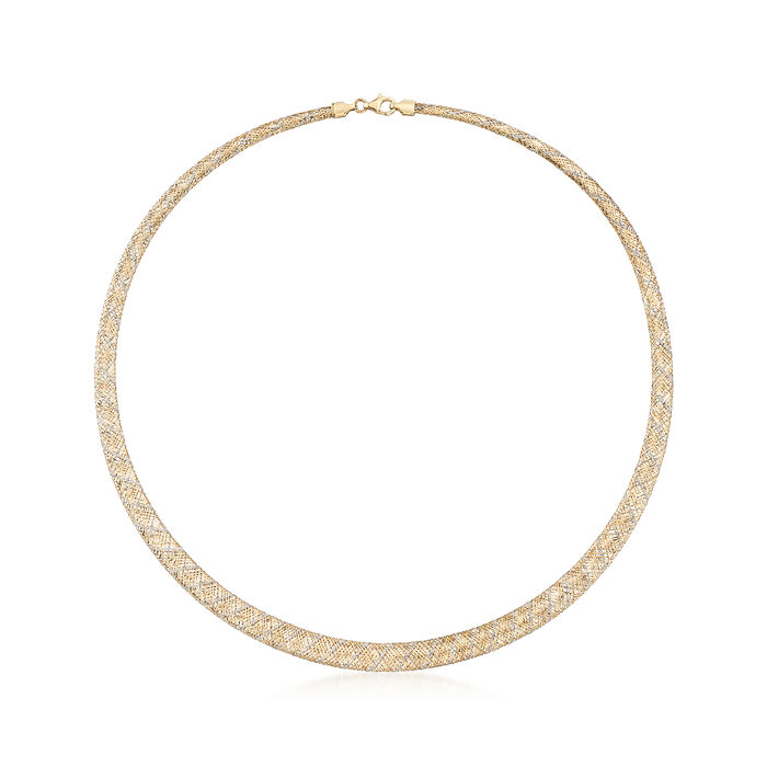 Italian 18kt Two-Tone Gold Graduated Mesh Collar Necklace