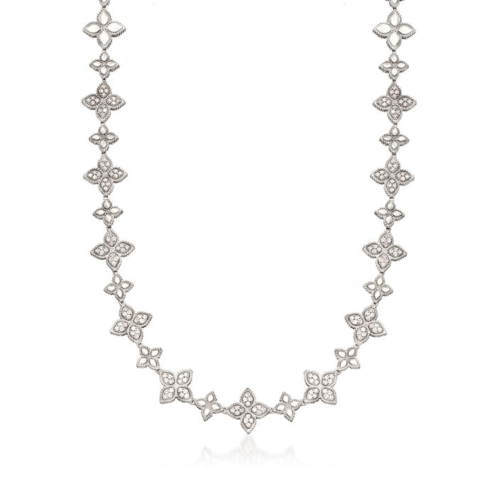 Roberto Coin &quot;Princess Flower&quot; 6.65 ct. t.w. Diamond Flower Necklace in 18kt White Gold