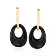 20x15mm Multi-Gemstone Open-Oval Interchangeable Hoop Earrings in 14kt Yellow Gold