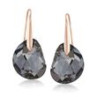 Swarovski Crystal &quot;Galet&quot; Black Crystal Drop Earrings in Rose Gold Plate