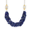 Lapis Bead Necklace with 4.5-5.5mm Cultured Pearls in 18kt Gold Over Sterling