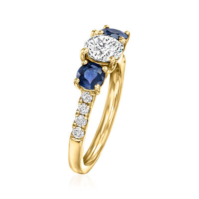 1.20 ct. t.w. Lab-Grown Diamond Ring with 1.00 ct. t.w. Sapphires in 14kt Yellow Gold