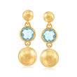 Italian Andiamo 11.00 ct. t.w. Swiss Blue Topaz 14kt Yellow Gold Drop Earrings