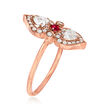 C. 1950 Vintage .65 ct. t.w. Diamond Double Heart Ring in 18kt Rose Gold with Ruby Accent