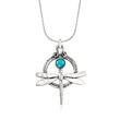 Turquoise Dragonfly Necklace in Sterling Silver