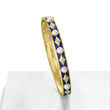 4.5-5mm Cultured Pearl Bangle Bracelet with Diamond Accents and Blue Enamel in 18kt Gold Over Sterling