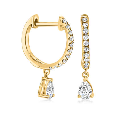 .47 ct. t.w. Diamond Hoop Drop Earrings in 14kt Yellow Gold