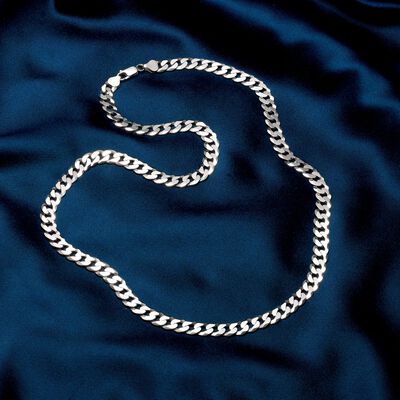 Men's 8mm Sterling Silver Curb Link Necklace