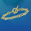 Italian 18kt Gold Over Sterling Paper Clip Link Toggle Bracelet