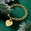 Italian 14kt Yellow Gold Personalized Heart Charm Bracelet