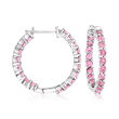 2.20 ct. t.w. Pink Tourmaline Inside-Outside Hoop Earrings in Sterling Silver