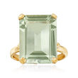 9.00 Carat Green Prasiolite Ring in 14kt Yellow Gold