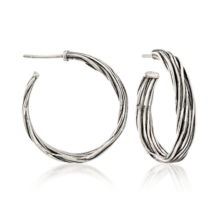 Sterling Silver Artisanal Hoop Earrings