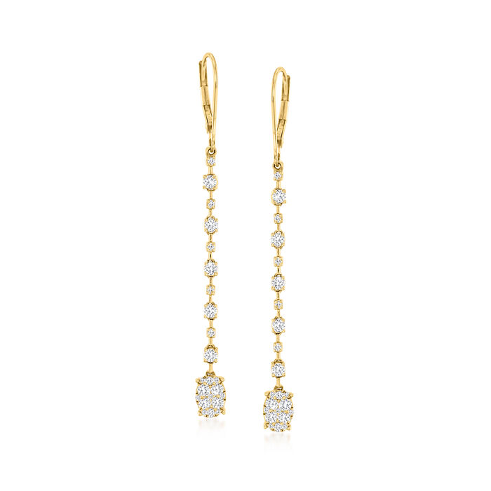 1.00 ct. t.w. Diamond Linear Drop Earrings in 14kt Yellow Gold