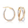 Italian 18kt Two-Tone Gold Crisscross Hoop Earrings