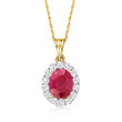1.90 Carat Ruby Pendant Necklace with .55 ct. t.w. Diamonds in 18kt Yellow Gold