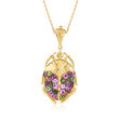 2.47 ct. t.w. Multicolored Tourmaline Scarab Pendant Necklace in 18kt Gold Over Sterling
