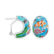 Belle Etoile &quot;Clownfish&quot; Multicolored Enamel Earrings with .16 ct. t.w. Simulated Rubies and CZ Accents in Sterling Silver