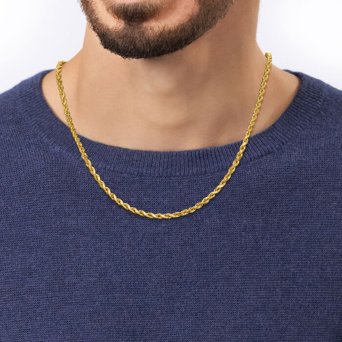 Men's 10kt Yellow Gold Rope-Chain Necklace 22-inch