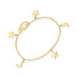 14kt Yellow Gold Moon and Star Charm Bracelet