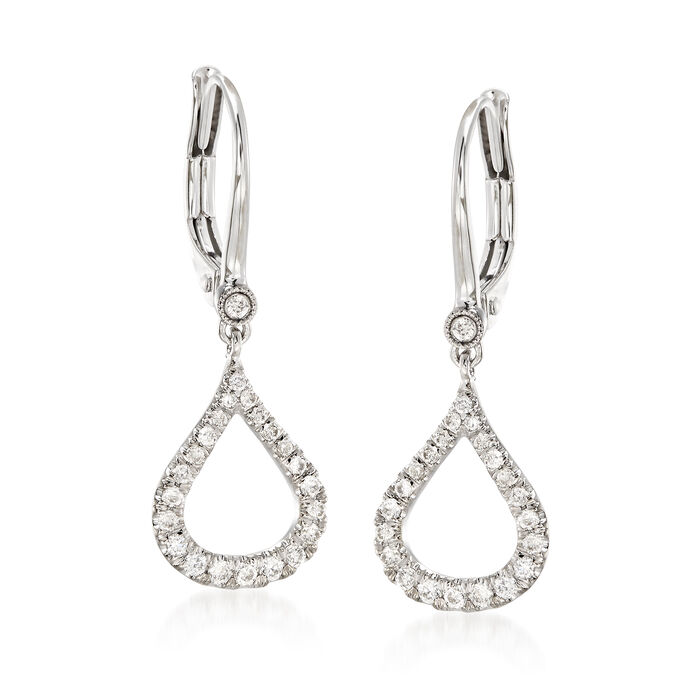Gabriel Designs .30 ct. t.w. Diamond Open Teardrop Earrings in 14kt White Gold