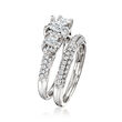C. 2000 Vintage 1.65 ct. t.w. Diamond Bridal Set: Engagement and Wedding Rings in 14kt White Gold